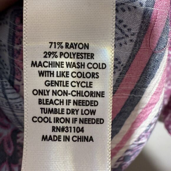 Kim Rogers Tunic Women’s Size 3X Pink Floral Top 3/4 Roll Tab Sleeve Boho - Picture 8 of 8